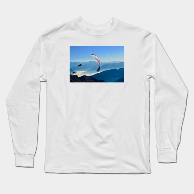 Paraglider / Swiss Artwork Photography Long Sleeve T-Shirt by RaphaelWolf